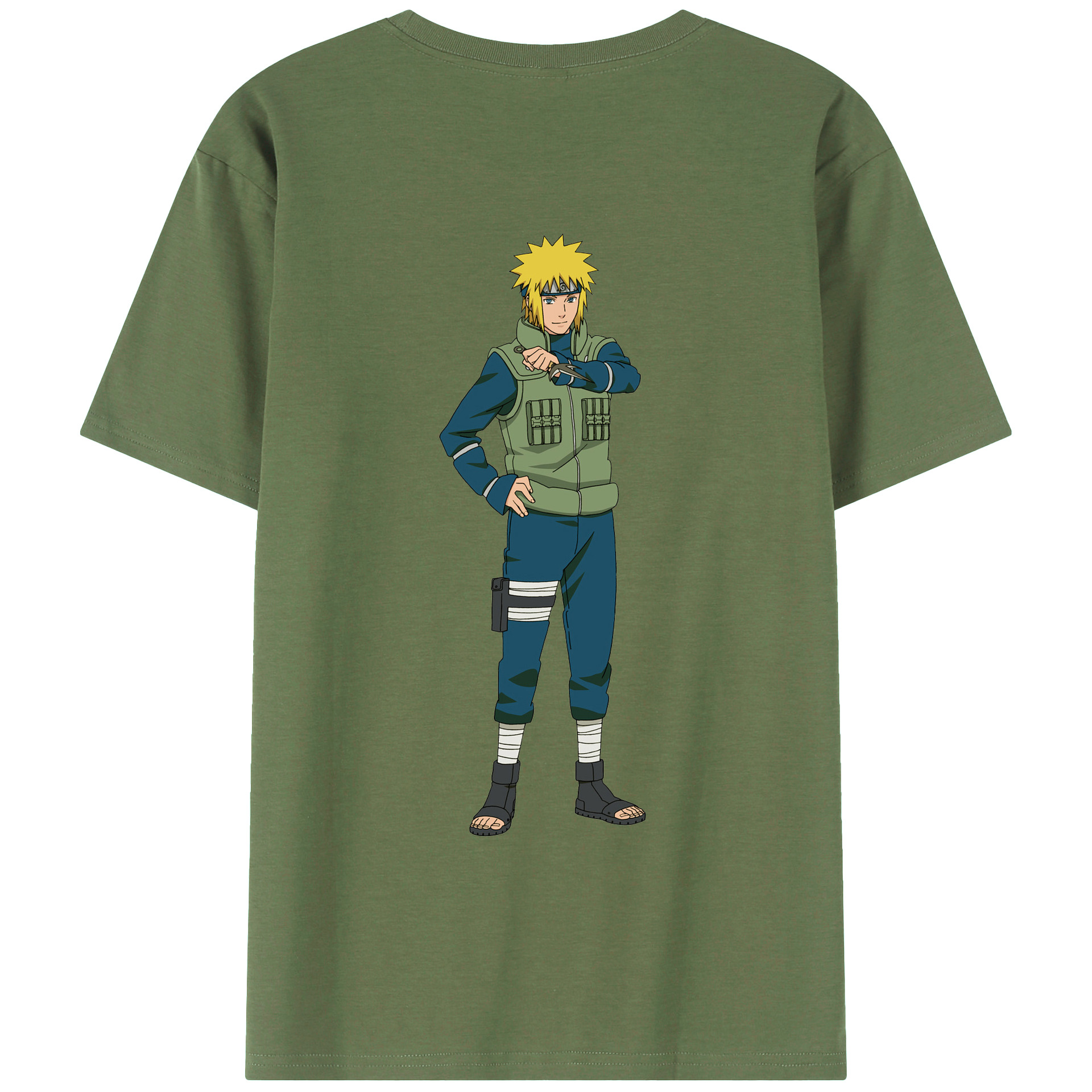 （画像用） NARUTO -ナルト- 波風 ミナト Namikaze Minato 綿100％ メンズ半袖Tシャツ（バックプリント） 通気性